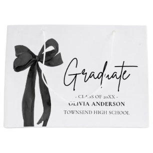 Modern Black Bow Coquette Afstuderen Afstuderen Groot Cadeauzakje