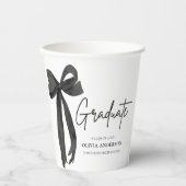 Modern Black Bow Coquette Afstuderen Afstuderen Papieren Bekers (Voorkant)