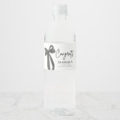 Modern Black Bow Coquette Afstuderen Afstuderen Waterfles Etiket (Voorkant)