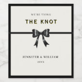 Modern Black Bow Engagement Wine bottle  Wijn Etiket (Enkel label)
