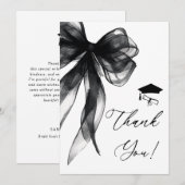 Modern Black Bow Graduation Party Bedankkaart (Voorkant / Achterkant)