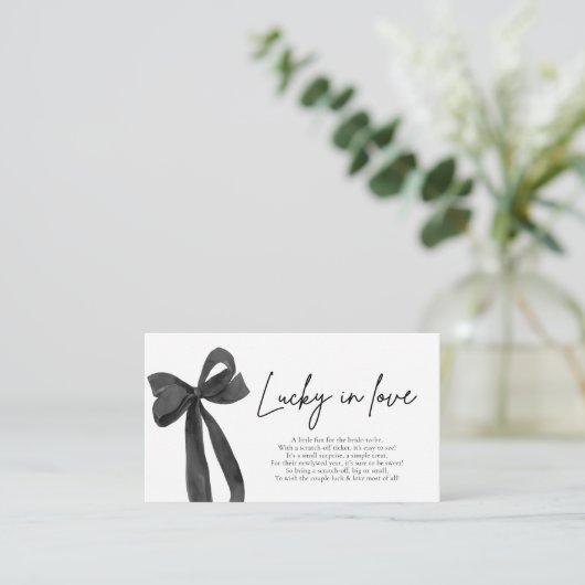 Modern Black Bow Lucky in Love Loterij Ticket Informatiekaartje (Staand voorkant)
