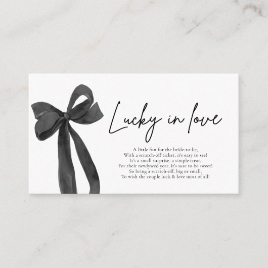 Modern Black Bow Lucky in Love Loterij Ticket Informatiekaartje (Voorkant)