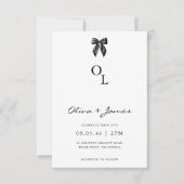 Modern Black Bow Monogram Wedding Invitation (Devant)