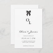 Modern Black Bow Monogram Wedding Invitation (Devant / Derrière)