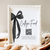 Modern Black Bow QR Code College Fund Afstuderen Poster