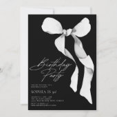 Modern Black Bow verjaardagsfeestje Kaart (Voorkant)
