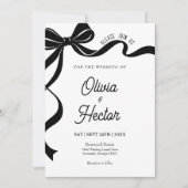 Modern Black Bow Wedding Invitation (Devant)
