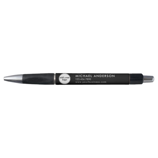 Modern Black Business Custom Company Logo Pen (Voorkant)