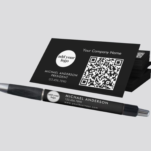 Modern Black Business Custom Company Logo Pen