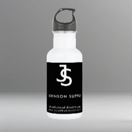 Modern Black Business Custom Company Logo Waterfles