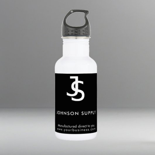 Modern Black Business Custom Company Logo Waterfles