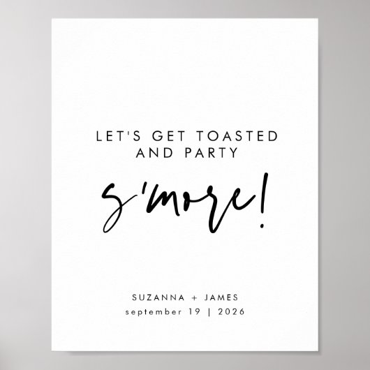 Modern Black Calligraphy S'mores Bar Sign Poster (Voorkant)