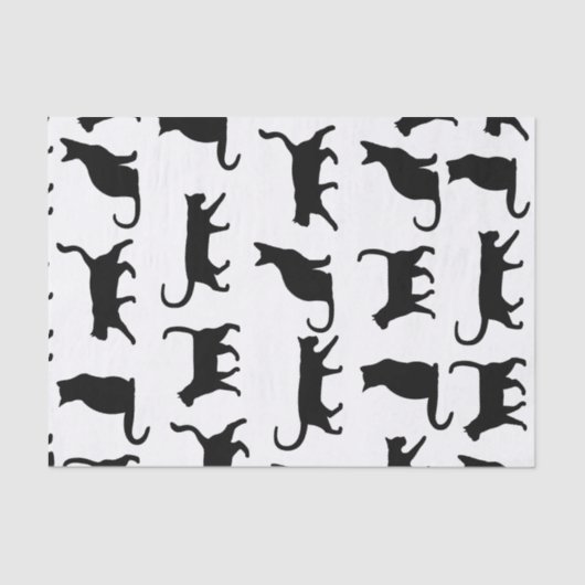Modern Black Cats Silhouette Pattern Tissuepapier (Voorkant)