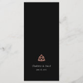 Modern Black Celtic Knot Roos Gold Wedding Menu (Achterkant)