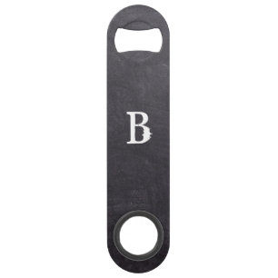 Modern Black Chalkboard Monogram Bottle Open Speed Flessenopener