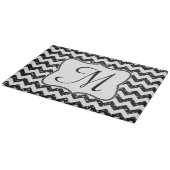 Modern Black Chevron Monogram Glass Cutting Board Snijplank (Hoek)