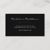 Modern Black Chic Hair Stylist Script Name Stylish Visitekaartje (Achterkant)
