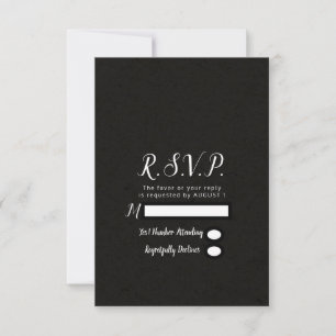 Modern Black Chic Minimal Wedding RSVP Antwoord