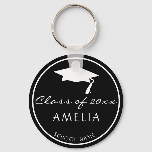 Modern Black Class of Afstuderen Name Afstuderen Sleutelhanger (Voorkant)