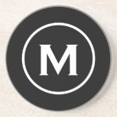 Modern Black Classic Monogram Stone Zandsteen Onderzetter (Voorkant)