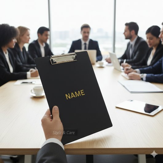 Modern Black Clipboard with Personalized Name Desi Klembord
