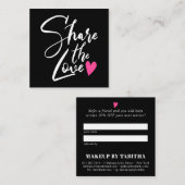 Modern black cool delen de liefde script typografi aanbevelingskaartje (Voorkant / Achterkant)