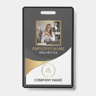 Modern Black Corporate Employee Photo ID Badge