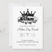Modern Black Crown MOM Queen of my life Invitation (Devant)