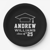Modern Black Custom Graduation Party Papieren Bordje (Voorkant)