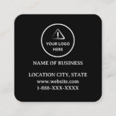 Modern Black Custom Logo and QR Code  Vierkante Visitekaartje (Voorkant)