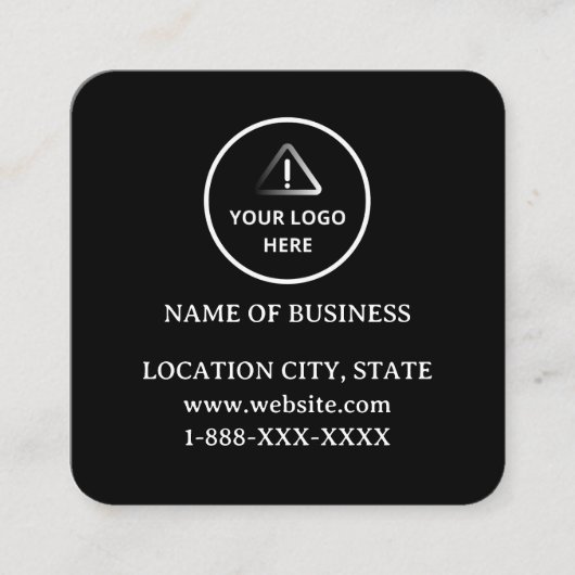 Modern Black Custom Logo and QR Code  Vierkante Visitekaartje (Voorkant)
