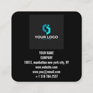 Modern Black Custom Logo and QR Code Vierkante Visitekaartje