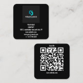Modern Black Custom Logo and QR Code Vierkante Visitekaartje (Voorkant / Achterkant)