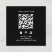 Modern Black Custom Logo QR Code Vierkante Visitekaartje (Achterkant)