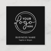 Modern Black Custom Logo QR Code Vierkante Visitekaartje (Voorkant)