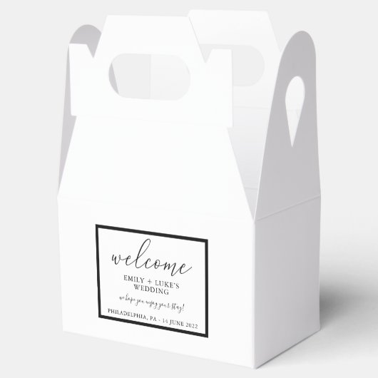 Modern Black Custom Weddenschap Welkom Gable Bedankdoosjes (Geopend)