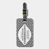 Modern Black Diamond Pattern identificeert Label Bagagelabel (Voorkant verticaal)