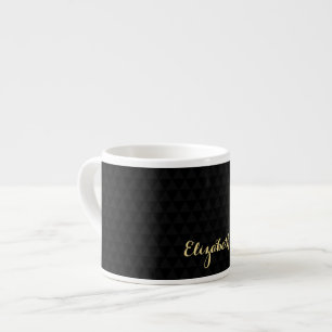Modern Black Elegant Gold Script Chic Monogramed Espresso Kop