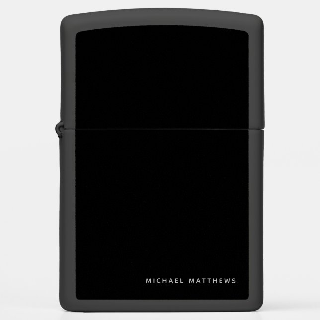 Modern Black Elegant Monogramed Name Classic Dad (Voorkant)