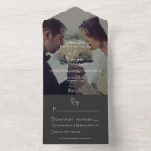 Modern Black Elegant Photo Dinner All In One Uitnodiging (Binnen)