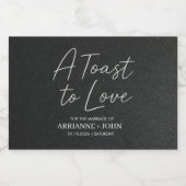 Modern Black Elegant Wedding Sparkling Wine Label Wijnetiket (Enkel label)