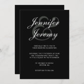 Modern Black Elegant White Grey Script Weddenschap Kaart (Voorkant / Achterkant)