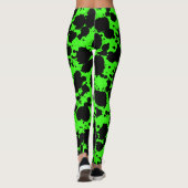 Modern Black en Bright Green Paint Splatter Funny Leggings (Achterkant)
