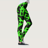 Modern Black en Bright Green Paint Splatter Funny Leggings (Rechts)