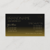 Modern Black en Brown Mirror Font met Monogram Visitekaartje (Achterkant)