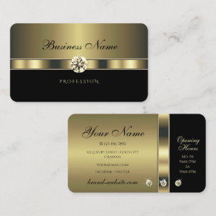 Modern Black en Gold met mousserende neushoorns Visitekaartje