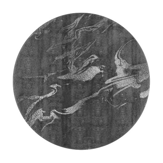 Modern Black en Silver Marble Pattern Snijplank (Voorkant)