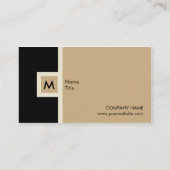 Modern Black en Tan Monogram Visitekaartje (Achterkant)