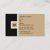 Modern Black en Tan Monogram Visitekaartje (Voorkant)